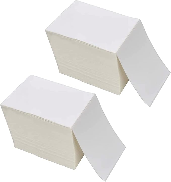 9527 Product Fanfold 4 x 6 Direct Thermal Labels White Perforated Shipping Labels, 1000 Label per Stack,1 Stack