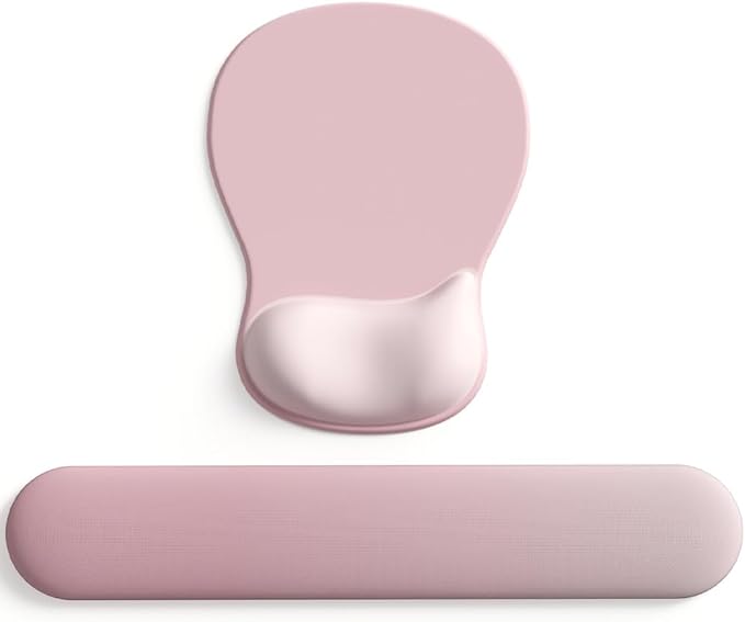 ErgoComfort Gel Wrist Rest Mouse Pad-Ergonomic Office Mousepad with Wrist Support-Non-Slip, Design Desk Accessories Mat for Home&Game Decor (09PinkSerenity Set)