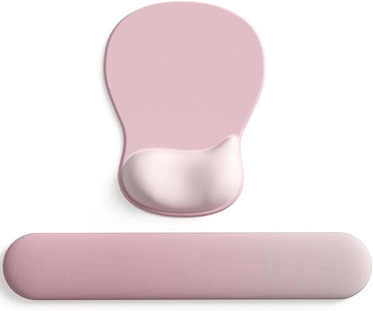 ErgoComfort Gel Wrist Rest Mouse Pad-Ergonomic Office Mousepad with Wrist Support-Non-Slip, Design Desk Accessories Mat for Home&Game Decor (09PinkSerenity Set)