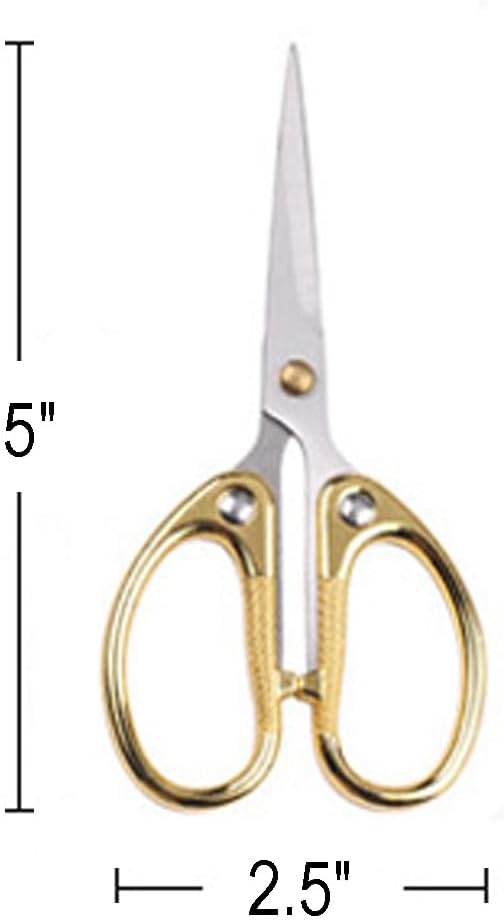 5" All Stainless Steel Office Scissors,Ultra Sharp Blade Shears,Sturdy Sharp Scissors for Office Home School Sewing Fabric Craft Supplies Multipurpose Scissors Gold