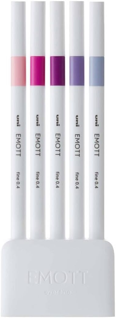 Emott Fineliner Pen Set #7, Floral Color, 5-Colors, Assorted
