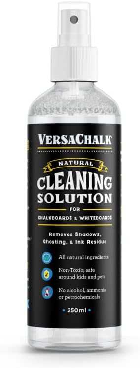 VersaChalk 100% Natural Chalkboard Dry Erase Cleaner Spray 250 mL - Erase Liquid Chalk Markers Ink - For Chalkboard, Whiteboard, and Dry Erase Surfaces