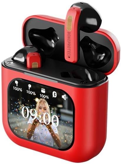 Premier Bluetooth Smart Touch Headset, Customizable Screen Saver, MP3 Player, Control Social Media, Calls, and Messeging Display. Advanced V5.3 Technologies (Red)