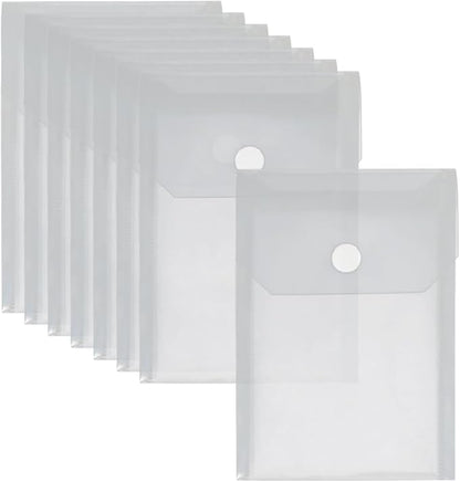 20 Pcs 5 x 7 Inches Small Plastic Envelopes Clear File Folder Pouches Waterproof Receipt Envelopes for Documents Stamp and Die Storage Pockets with Hook and Loop Closure