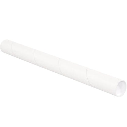 BOX USA BP2530W Mailing Tubes with Caps, 2-1/2" x 30", White (Pack of 34)