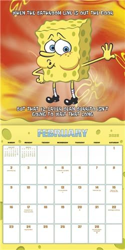 SpongeBob Squarepants Calendar 2025 - Deluxe 2025 SpongeBob Wall Calendar Bundle with Over 100 Calendar Stickers (Bikini Bottom Gifts, Office Supplies)