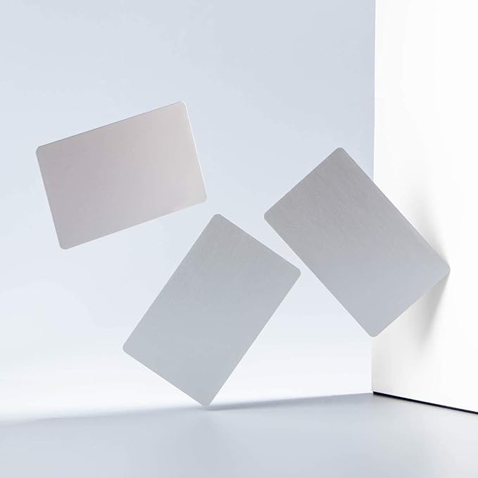 Thick Aluminum Metal Business Cards Anodized Aluminum 86 X 54 X 0.8mm 15 pcs Include Protector Sleeves (silver)