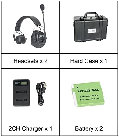 Came-TV Kuminik8 1.9GHz Wireless Intercom Headset Noise Cancellation Zero Latency Full Duplex 2 Person Team Communication with Hardcase for Church Boating TV Film Production Drone