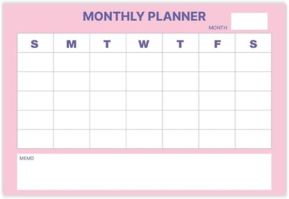 GEEKBEAR Dry Erase Refrigerator Calendar with 3 Markers - Attachable to Any Fridge with Special Suction Cups - Monthly and Weekly Designs, Acrylic - 15.7" x 10.6" (03. Modern Pink, Monthly)