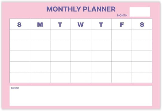 GEEKBEAR Dry Erase Refrigerator Calendar with 3 Markers - Attachable to Any Fridge with Special Suction Cups - Monthly and Weekly Designs, Acrylic - 15.7" x 10.6" (03. Modern Pink, Monthly)