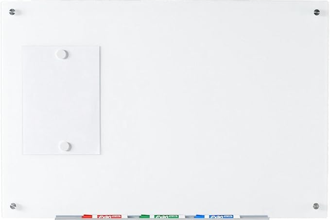 Audio-Visual Direct Magnetic Ultra White Glass Dry-Erase Board Set - 3' x 2' - Includes Magnets, Hardware & Marker Tray