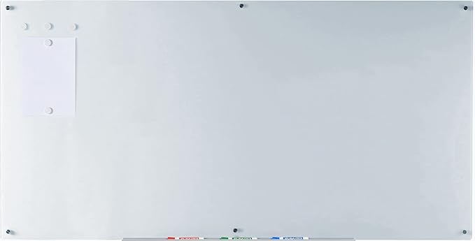 Audio-Visual Direct Magnetic White Glass Dry-Erase Board Set - 6' x 3' - Includes Magnets, Hardware & Marker Tray