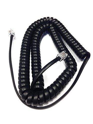 The VoIP Lounge Replacement 12 Foot Black Handset Curly Cord for Yealink SIP Phone T40 T41 T42 T44 T46 T48 T52 T53 T54 T56 T57 T59 T19 T21 T23 T27 T29 T30 T31 T32 T33 T38