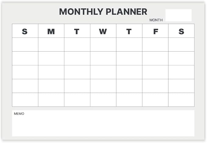 GEEKBEAR Dry Erase Refrigerator Calendar with 3 Markers - Attachable to Any Fridge with Special Suction Cups - Monthly and Weekly Designs, Acrylic - 15.7" x 10.6" (02. Modern Gray, Monthly)
