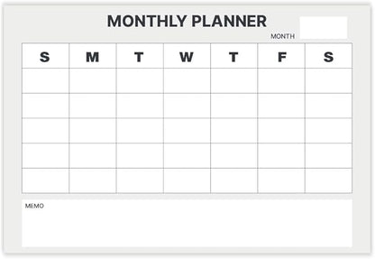 GEEKBEAR Dry Erase Refrigerator Calendar with 3 Markers - Attachable to Any Fridge with Special Suction Cups - Monthly and Weekly Designs, Acrylic - 15.7" x 10.6" (02. Modern Gray, Monthly)