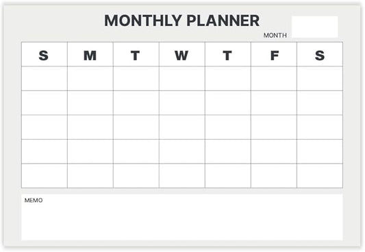 GEEKBEAR Dry Erase Refrigerator Calendar with 3 Markers - Attachable to Any Fridge with Special Suction Cups - Monthly and Weekly Designs, Acrylic - 15.7" x 10.6" (02. Modern Gray, Monthly)