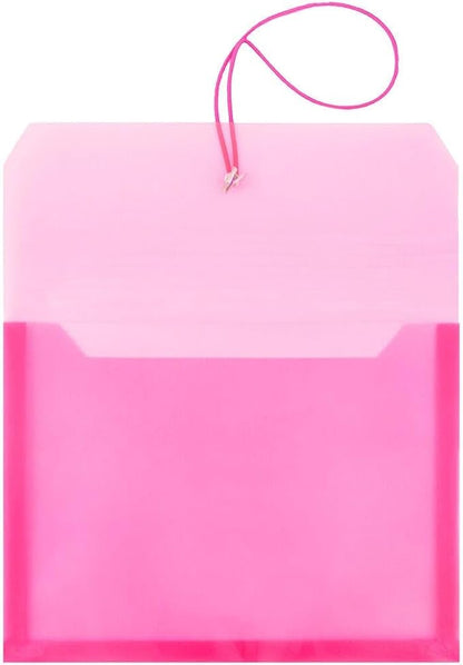 JAM PAPER Plastic Expansion Envelopes with Elastic Band Closure - Letter Booklet - 9 3/4 x 13 with 2.5 Inch Expansion - Pink - 3/Pack