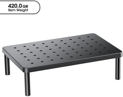 Monitor Stand for Desk - Ergonomic Monitor Riser, Laptop Stand with Non-Slip Pads, Sturdy & Stable Computer Stand with Cooling Holes, Desk Organizer for Laptop, Printer, 14.1''×9.4''×3.9''