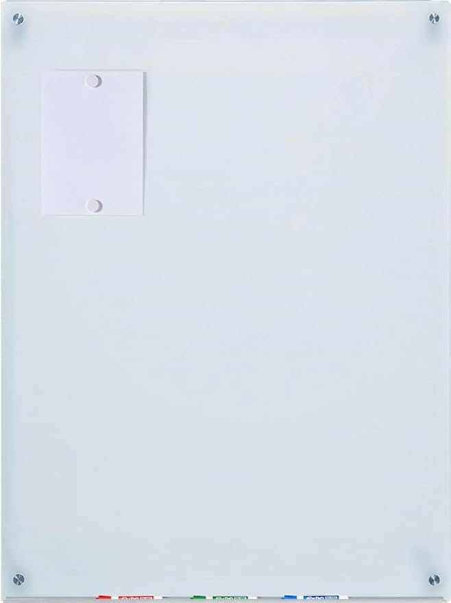 Audio-Visual Direct Magnetic White Glass Dry-Erase Board Set - 40" x 35" - Includes Magnets, Hardware & Marker Tray