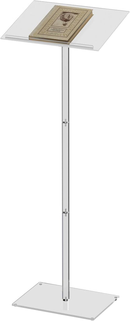 Baoz Acrylic Podium, Angle Adjustable Podium Stand Clear Speaking Podium Lecterns & Podiums for Speech Weddings Concert Church Classroom
