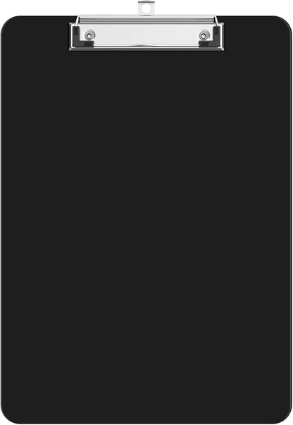 Plastic Clipboards, A4 Black Clip Board 8.5x11 for Classroom, Students, Kid, Woman, Size 9" x 12.5" with Low Profile Clip, Office & School Supply