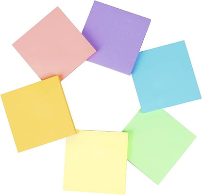 (12 Pack) Sticky Notes 3x3, Pastel Post Stickies Colorful Super Sticking Power Memo Pads, 6 Colors, Strong Adhesive