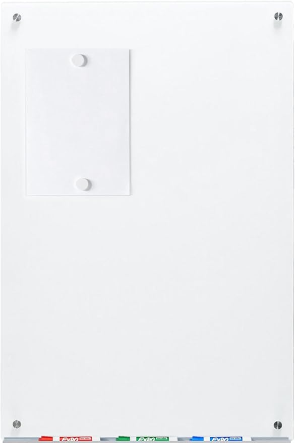 Audio-Visual Direct Magnetic Ultra White Glass Dry-Erase Board Set - 4' x 3' - Includes Magnets, Hardware & Marker Tray