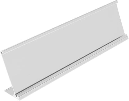 ExcelMark 2" x 8" Aluminum Name Plate Holder for Desk - Set of 5 - Office Business Door Sign Holder - Silver