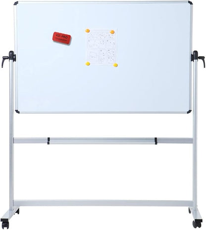 VIZ-PRO Double-Sided Magnetic Mobile Whiteboard,72 x 40 Inches Aluminium Frame and Stand