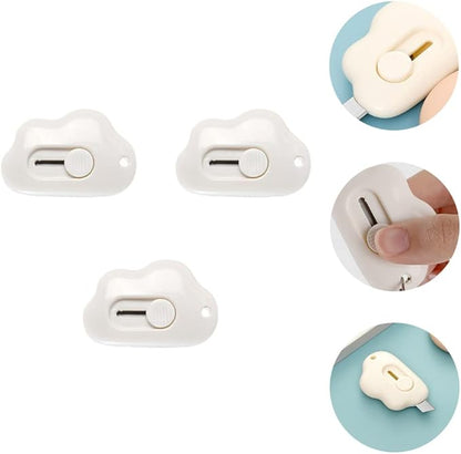 DOITOOL 3 Pieces Mini Utility Knives Cloud Shaped Box Cutter Mini Retractable Letter Opener Envelope Slitter Carton Opener Box Cutter with Hanging Hole for Office and Home Use