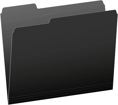Pendaflex File Folders Letter Size - 1/3-Cut Tab -Interior Folders for Documents - Black - 100 Per Box