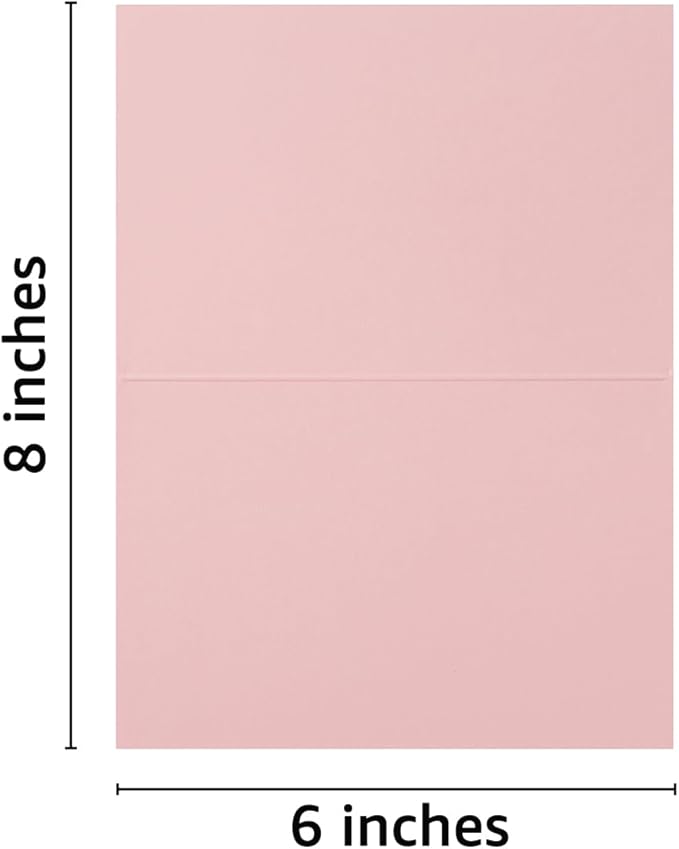 50 Pack Blank Cards Folded Cardstock Thank You Blank Greeting Cards for Invitations, Wedding, Greeting Cards, All Occasion DIY (Pink, 4x6)