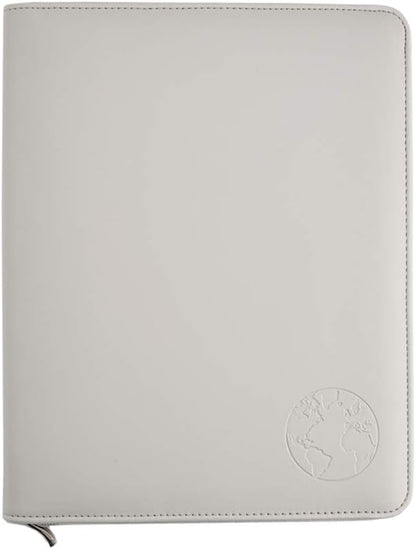 Phone Charging Business & Travel Portfolio w/Built-in Power Bank- Zipper Closure & Refillable Pad- Professional Organizer Padfolio That Charges Phones/Tablets on The Go (Gray)