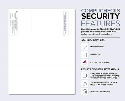 Compuchecks Blank Check Paper - 25 Pack - Computer Security Business Checks, QuickBooks & Laser Printer Compatible - Check On top, Voucher On Bottom - Check Paper Size 8 1/2-11 - Blue/Green Prismatic