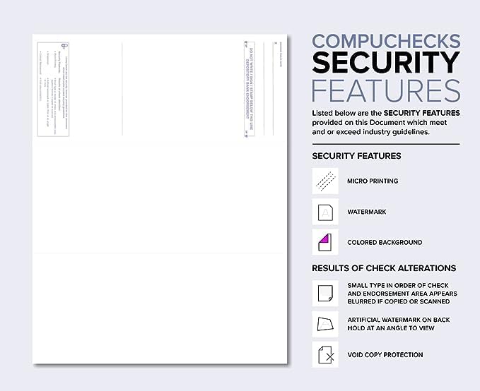 Compuchecks Check on Top Blank Check Paper - 100 Pack, Quick-Books & Laser Printer Compatible - Security Business Checks with Voucher - 8.5" x 11" Burgundy Diamond