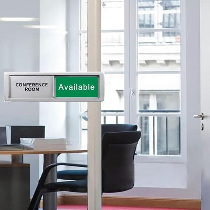 Conference Room In Use/Available Sign, Vacant Occupied Door Sign for Home Office Restroom,Non-Scratch Magnetic Privacy Slider Door Signs Tells Whether Room Vacant or Occupied, Silver, 7'' x 2''