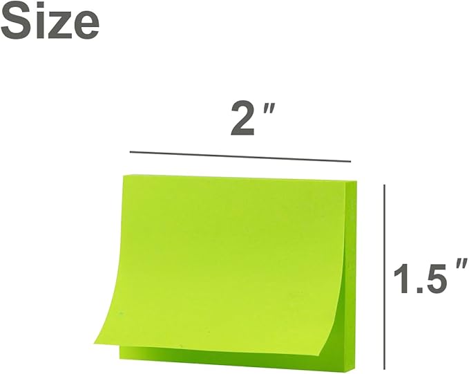 (50 Pads) Sticky Notes 1.5x2, 10 Colors Self Sticky Notes, Sticky Pads, Recyclable, Self-Stick Pads, Easy to Post for Home, Office, Notebook