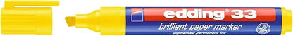 edding 33 brilliant paper marker - yellow - 1 waterproof permanent marker - chisel nib 1-5 mm - vibrant colours - lightfast marking on paper, card, cardboard, plastic, metal and glass