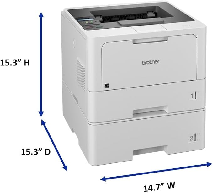 Brother HL-L5210DWT Business Monochrome Laser Printer with Dual Trays, Wireless and Gigabit Ethernet Networking, Duplex Printing, Large Paper Capacity, and Mobile Printing, White