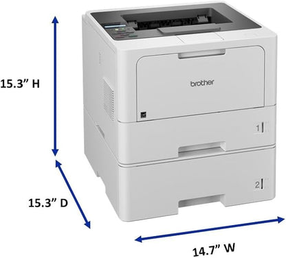 Brother HL-L5210DWT Business Monochrome Laser Printer with Dual Trays, Wireless and Gigabit Ethernet Networking, Duplex Printing, Large Paper Capacity, and Mobile Printing, White
