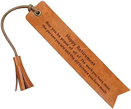 Happy Retirement Leather Bookmark Wedding Reader Leather Bookmark Wedding Party Gift Engraved Wedding Gift Wedding Reader (Happy Retirement)