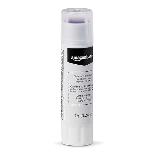 Amazon Basics Purple Washable School Glue Sticks, Dries Clear, 0.24-oz Stick, 30-Pack