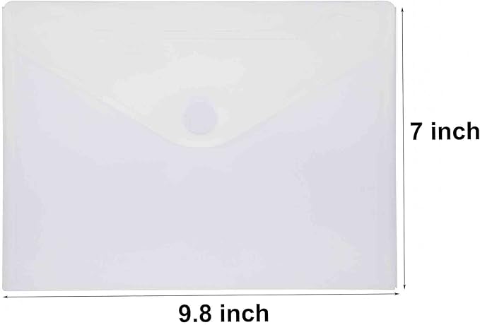 9x7 Clear Plastic Envelopes Hook Loop Closure Receipt Stickers Storage Holder 40 Pack