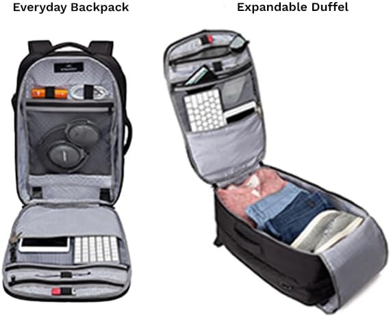 Knack Convertible Duffel Laptop Backpack, Expandable Travel Duffel Bag With 6 Day Outfit Capacity, Large Laptop Duffel Bag for Everyday Travel, Gym, and Work (Stealth Black)