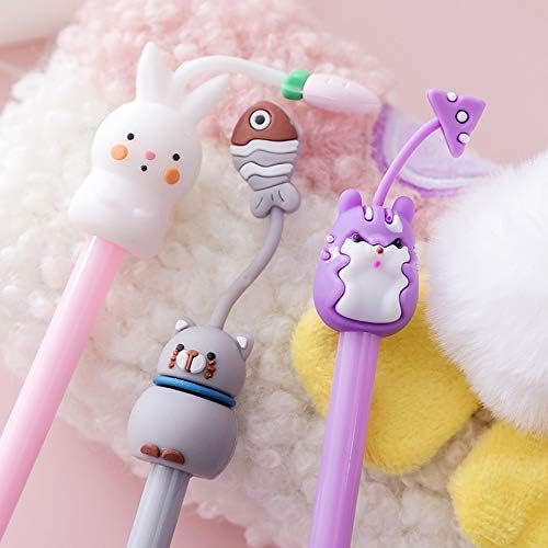Chinshwehaw Cartoon Animal Pens Ink Pens Gel Pen Writing Pens Neutral Pens School Office Supplies Kids Gifts 0.38mm Ball Point Color cat Pens, pink rabbit Pens, white pig Pens 8Pack