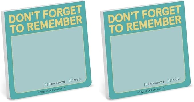 1-Count Knock Knock Don't Forget to Remember Sticky Note Pad, to Do List Notes, 3 x 3-Inches, 100 Sheets Each (Pack of 2)