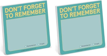 1-Count Knock Knock Don't Forget to Remember Sticky Note Pad, to Do List Notes, 3 x 3-Inches, 100 Sheets Each (Pack of 2)