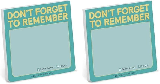 1-Count Knock Knock Don't Forget to Remember Sticky Note Pad, to Do List Notes, 3 x 3-Inches, 100 Sheets Each (Pack of 2)