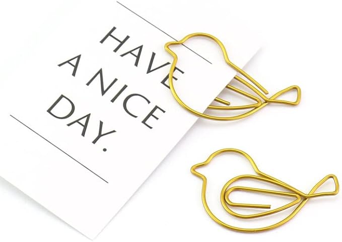 Gold Bird Shape Paper Clips Animal Shaped Paperclip Cute Bird Bookmark in Box Office Bookmark Clips for Document Organizing Book Mark Office Home School Supplies