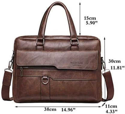 Hebetag Small Leather Sling Shoulder Bag Messenger Pack for Men Women Outdoor Travel Business